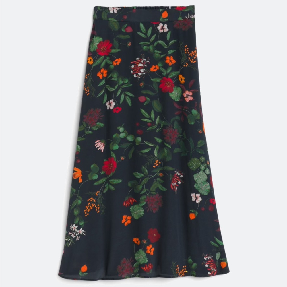 Amour Vert Blue and Black Maxi A-Line Skirt